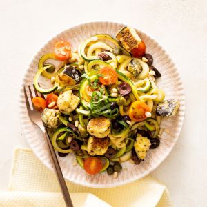 Atkins Mediterranean Zucchini Noodles with Eggplant