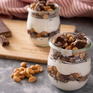 Atkins Chocolate Crème Wafer, Peanut, and Yogurt Parfait