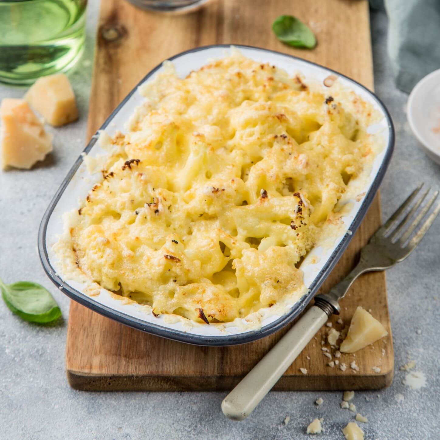 Atkins Pumpkin Cauliflower Mac and Cheese with Bacon